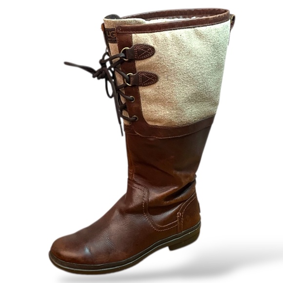 UGG Australia Genuine Leather Waterproof Boots with Shearling & Rubber Soles 8.5 - Picture 3 of 15